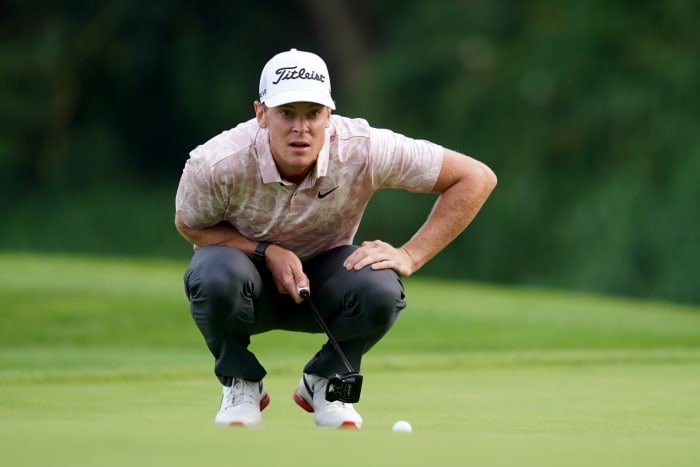 Vincent Norrman lines up a shot on the 17th hole during day four of the 2023 Horizon Irish Open at The K Club, County Kildare.